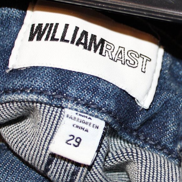 William Rast Cropped Straight Leg Distressed Mid-Rise Blue Medium Wash Jeans, 29 - Picture 3 of 4